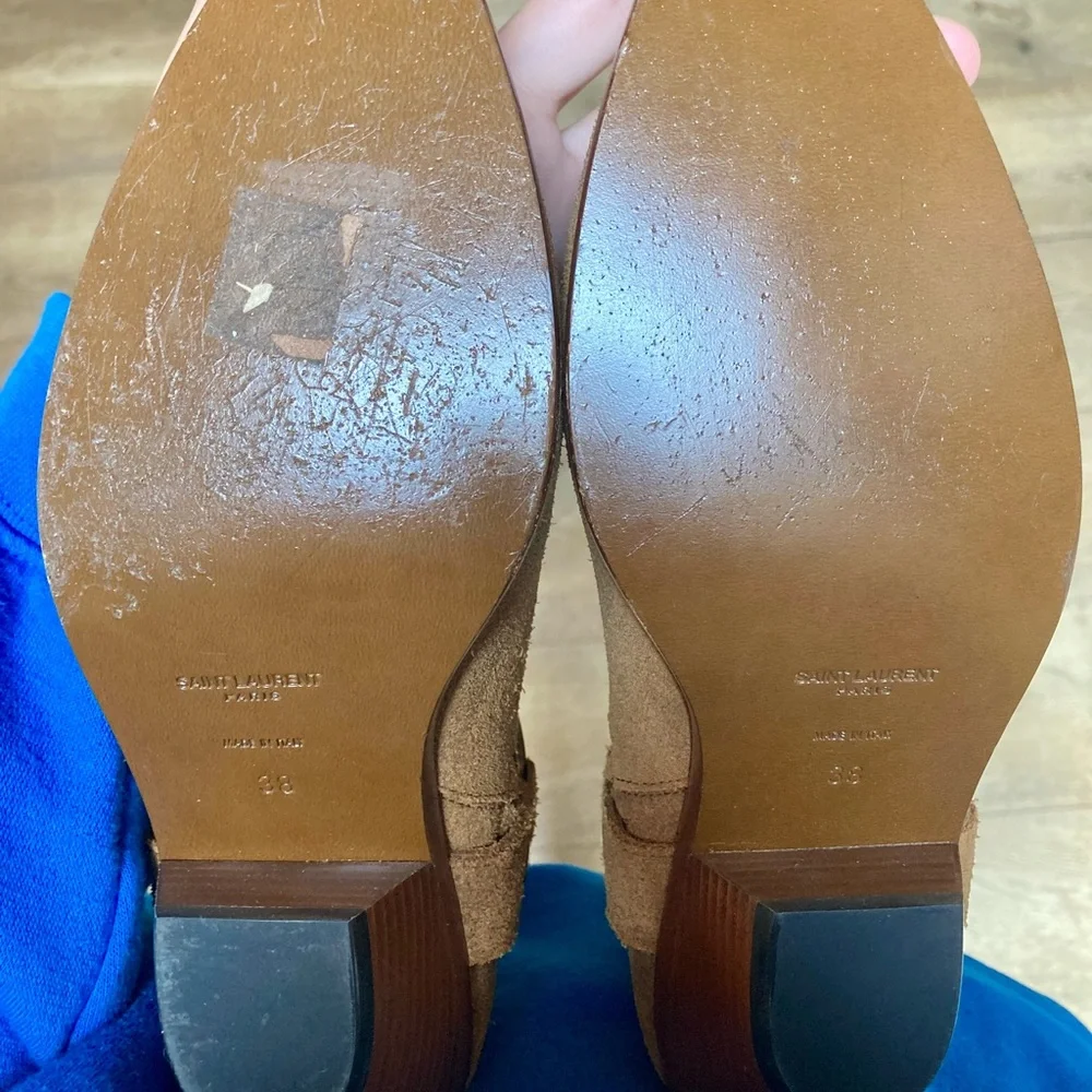 Saint Laurent Suede Ankle Western / Moto Boot. - Picture 6 of 14